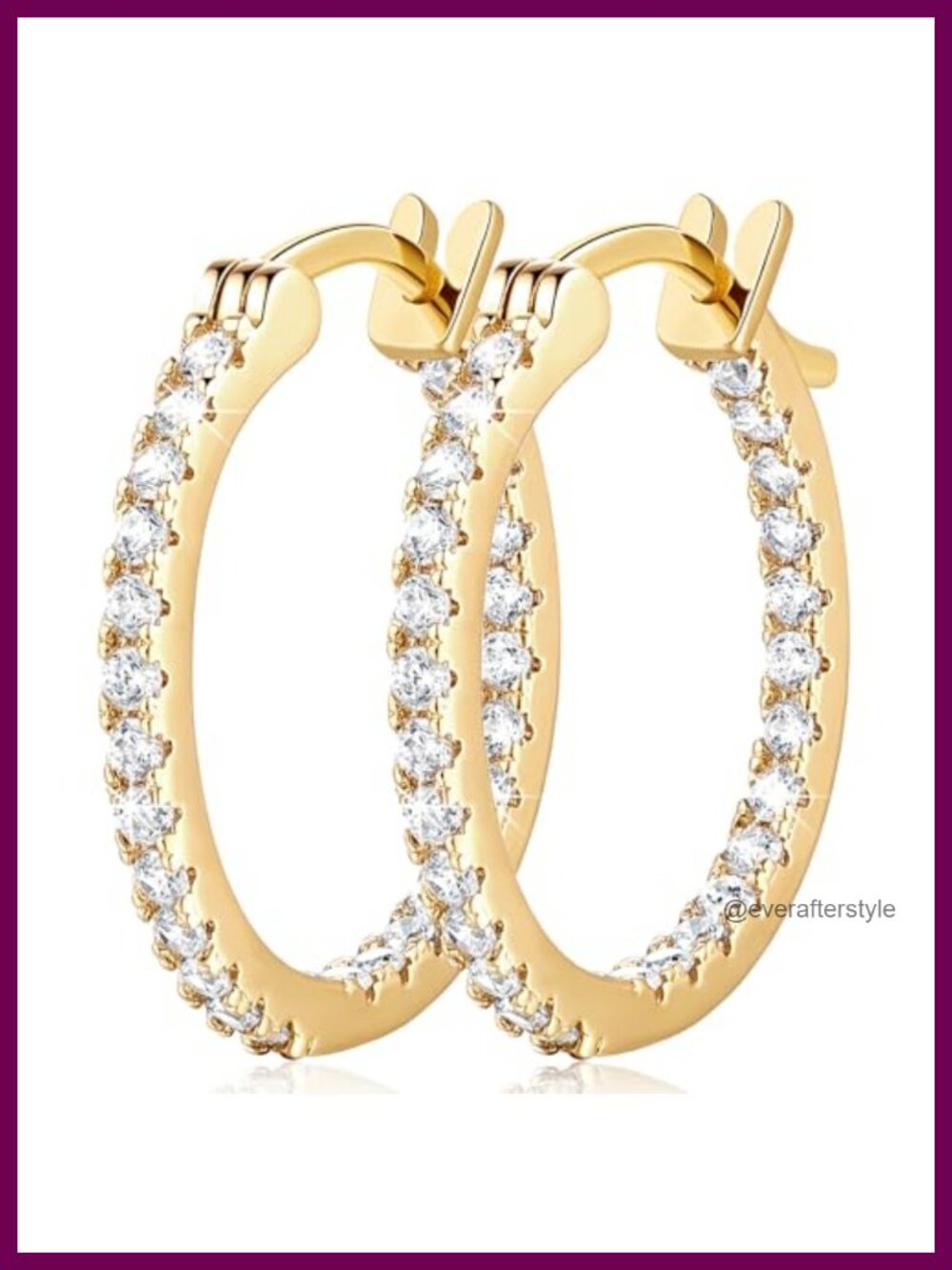 14K Gold Plated Hoop Earrings for Women Cubic Zirconia Hypoallergenic